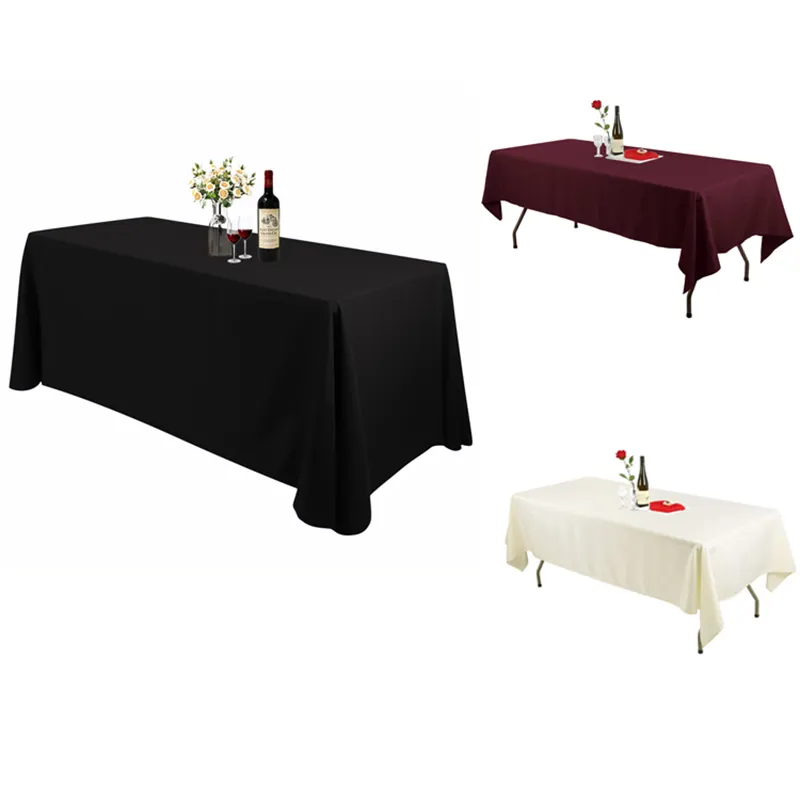 Quadratische 6 ft Tischdecke Quadratisches schwarzes Rechteck Benutzer definierte Tischdecke mit Logo Polyester Stoff Tischdecke für Party