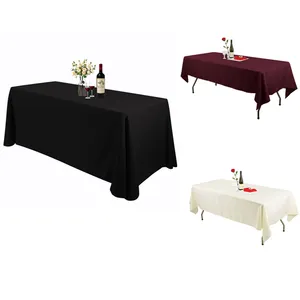 Mantel cuadrado de 6 pies para mesa, mantel de tela de poliéster con Logo personalizado, rectangular, negro, para fiesta