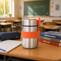 Nouveautés : Boîte à lunch isotherme en acier inoxydable 400 ml avec logo personnalisé LFGB pour aliments chauds, idéale pour les enfants