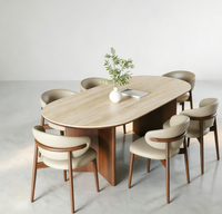 Modernes Eschenholz Ovales Esszimmer-Set Massivholz Elliptischer Tisch 10-Sitzer Esszimmermöbel für Villa