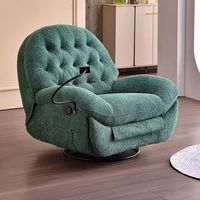 Fauteuil de salon pivotant à 360° avec fonction de balancement, structure en bois, revêtement en cuir, commande manuelle, réglable, avec repose-pieds