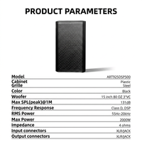 ART925DSP500 Sistem Speaker Plastik Profesional 15 Inch Aktif Neodymium 4 Ohm untuk Panggung dengan Daya 2000W untuk Penggunaan Dalam/Luar Ruangan