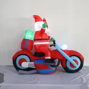 큰 모델 크리스마스 산타 클로스 선물을 보내기 위해 오토바이를 타고 풍선 광고 장식 모델