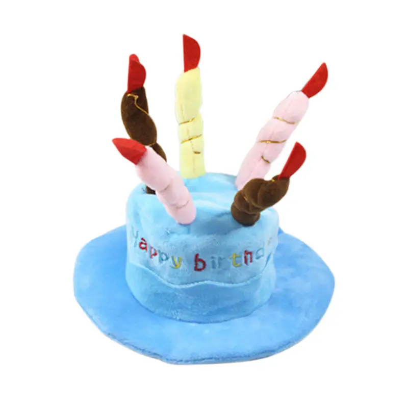 Copricapo resistente della peluche del fumetto del morso del cappello della torta di compleanno dell'animale domestico del cane e del gatto all'ingrosso