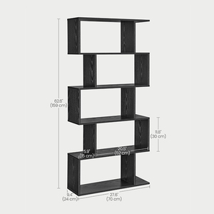 Libreria Industriale in Legno Nero a <span class=keywords><strong>5</strong></span> Ripiani, Scaffale Alto Fai-da-Te Impilabile, Libreria Stretta per Soggiorno e Studio - Product Image 6