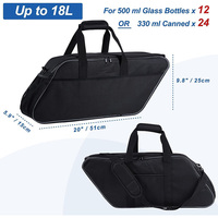 Sacoches de moto isothermes 18L étanches avec fermeture éclair en U, capacité 12 bouteilles en verre, 24 canettes, ouvre-bouteille portable et filet