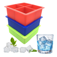 Vente en gros de bacs à glace carrés en silicone Seavidar BJ4-004, 4 cavités, faciles à démouler, sans BPA, écologiques