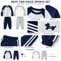 Ensemble de survêtement décontracté 2 pièces pour garçons, printemps-automne 2026, brodé, sweat-shirt et pantalon de jogging en mélange de coton, vente en gros