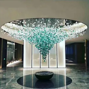 Luxury Hand Blown Crystal Chandelier Ceiling Light Fixture Big Lampwork Shopping Mall Pendant Lighting