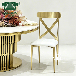 Silla de Banquete de Diseño Moderno Rococó en Acero Inoxidable Dorado al por Mayor - Product Image 1