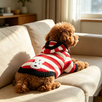 Vente en gros de sweats à capuche pour chiens en acrylique mignons, à rayures, tricotés, chauds, pour petits chiens