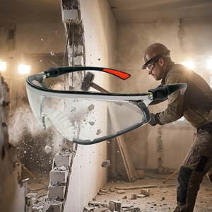 Construction Grade Safety Glasses, Industrial Sealed EVA <b>Foam</b> <b>Padding</b>, High Visibility Reflective Strip for Eye Protection - Product Image 1