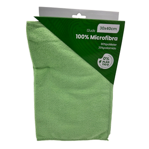 Panno in Microfibra Verde 30x40cm 12 Pezzi Multiuso - Product Image 1