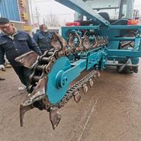 Nueva Zanjadora Eléctrica de Cadena para Tractores con Motor, Utilizada para Cavar Zanjas para Canales de Riego Agrícola