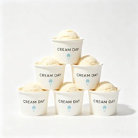 Gobelet en papier blanc pour crème glacée avec logo personnalisé, 4oz, 6oz, 8oz, avec cuillère et couvercle, emballage pour desserts en vrac