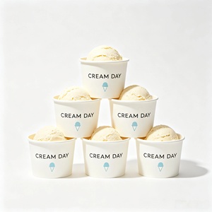 Custom Logo White Ice Cream Paper <b>Cup</b> 4oz 6oz 8oz With Spoon Lid Dessert Packaging Bulk - Product Image 1