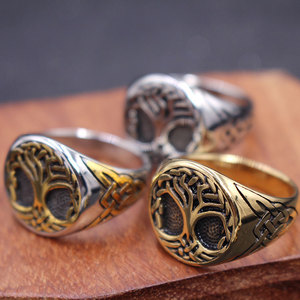 CAIOOCHE วินเทจกันน้ำสแตนเลสต้นไม้แห่งชีวิตแหวนย้อนยุคพังก์สไตล์ยิกดราซิลผู้หญิงผู้ชายแหวนแฟชั่นเครื่องประดับ - Product Image 2