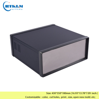Boîtier métallique noir pour instrument, boîtier de station d'alimentation DIY, boîtier de projet électrique en fer, boîte de jonction, 430*350*180mm