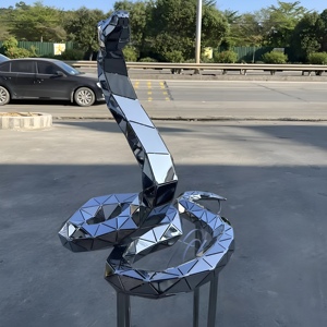 कारखाने थोक अनुकूलन योग्य बड़े बगीचे पार्क सजावट अमूर्त पशु मूर्ति स्टेनलेस स्टील जीवन आकार मूर्तिकला - Product Image 3