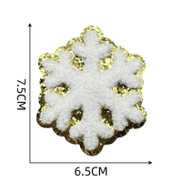Patch brodé thermocollant Père Noël en chenille rose mignon avec bordure dorée à paillettes pour vêtements et loisirs créatifs