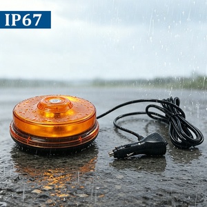 Luz de Emergencia Ámbar, <span class=keywords><strong>Baliza</strong></span> de Advertencia LED <span class=keywords><strong>Circular</strong></span> Intermitente con Base Magnética para Maquinaria Agrícola, Autobuses y Vehículos - Product Image 4