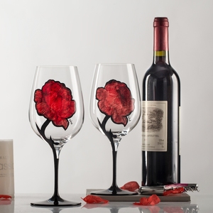 Copa Decorativa CreativWine <span class=keywords><strong>con</strong></span> Diseño de <span class=keywords><strong>Rosas</strong></span>, Tallo Negro, Copa de Vidrio Transparente para Vino Tinto, Champán, Regalo para Bodas y Banquetes - Product Image 3
