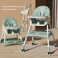 Chaise haute multifonctionnelle pour bébé, réglable en hauteur, pliable, 360° °   Roues et plateau double antibactérien détachable