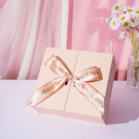 Boîte à bijoux Double porte pour la saint-valentin, coffret en carton, haut de gamme, ouvert, avec ruban, 50 unités