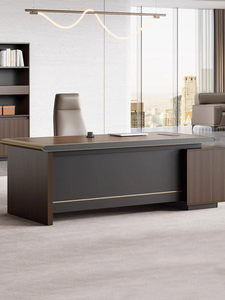 <span class=keywords><strong>Bureau</strong></span> d'angle de luxe léger haut de gamme, nouveau style 2025, avec armoire auxiliaire en panneau de densité, usage commercial, simple, moderne, petit format - Product Image 1