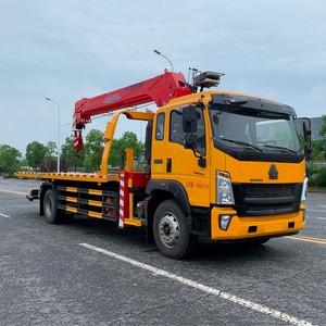 Sinotruk HOWO 4x2 <b>Flatbed</b> Recovery <b>Truck</b> with 6.3 Ton Crane Slidebed Wrecker Boom Crane Tow <b>Truck</b> - Product Image 6