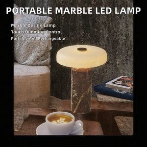 Lampe de chevet élégante en marbre, base en marbre blanc, abat-jour en verre givré, lampe de table moderne de luxe, décoration intérieure pour chambre d'hôtes et villa - Product Image 2