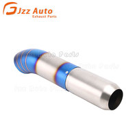 Silencieux d'échappement décoratif pour voiture de course Buse de gorge en acier inoxydable bleu brûlé Entrée 67mm Sortie 89mm Embout d'échappement universel