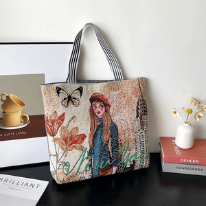 Sac fourre-tout MXM en jacquard, broderie artistique pour femme, sac à bandoulière portable pour le shopping, fermeture éclair, motif unilatéral, vente en gros - Product Image 6