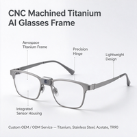 Fabrication sur mesure de montures de lunettes intelligentes en titane AI par usinage CNC 5 axes, montures optiques, pièces métalliques légères OEM