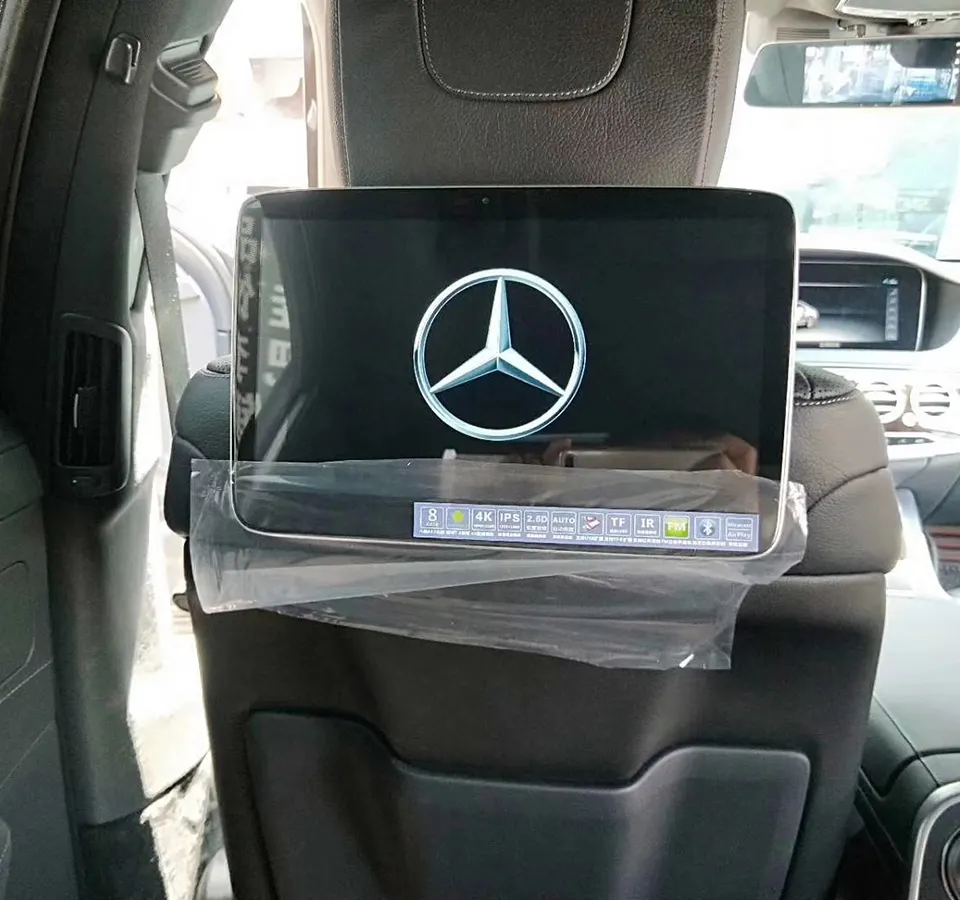 Maybach 1:1ออกแบบระบบ Android 9.0 RAM 2G รถ Headrest Monitor สำหรับ Mercedes-Benz 4K ROM 16GB Touch หน้าจอคู่