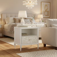Table de chevet moderne européenne en MDF blanc, finition en bois massif et acier inoxydable miroir, haute qualité, pour chambre à coucher, modèle Muxingfang 213 #