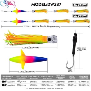 เหยื่อตก<span class=keywords><strong>ปลา</strong></span>ทะเลน้ำลึกแบบเดซี่เชน ขนาด 6 นิ้ว/9 นิ้ว สำหรับตก<span class=keywords><strong>ปลา</strong></span>ทูน่า วาฮู โดรา - Product Image 3