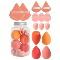 Vente chaude 14 pièces rose noir maquillage maquillage éponge Triangle mélangeur éponges poudre presse bouffées ensemble en bouteille