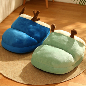 Cama para mascotas de fibra en forma de zapatilla acogedora ecológica para perros y gatos, nido de cueva duradero para mascotas en verde/azul/gris para uso diario - Product Image 2