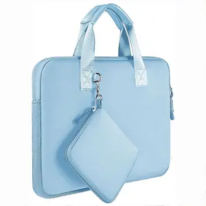 Senhoras femininas alta capacidade água prova laptop computador luva caso duplo zipper shockproof veludo laptop bolsa para as mulheres