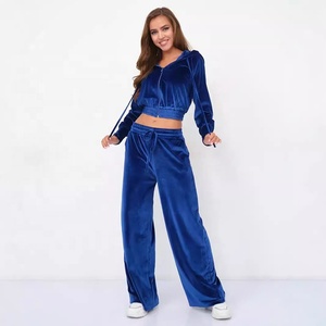Combinaisons d'automne pour femmes, ensembles de survêtements en <span class=keywords><strong>velours</strong></span>, tenues en <span class=keywords><strong>velours</strong></span> à deux pièces, ensembles de pantalons à jambes larges, survêtements féminins, vêtements d'automne - Product Image 5