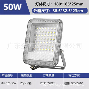 Projecteur LED 50W à puce COB, large faisceau, montage mural, haute luminosité, étanche pour extérieur - Product Image 5