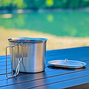 304 in acciaio inox tazza di acqua da campeggio all'aperto pentole da 700ML tazza da mensa marina con supporto - Product Image 6