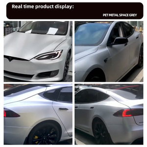 Rollo de pegatinas de vinilo para envoltura de coche de PVC metálico plateado cepillado, película protectora autoadhesiva para el cuerpo de mascotas, resistente a los arañazos, cambio de Color - Product Image 3