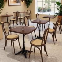 Ensemble table bistro octogonale en bois et chaises en rotin, style vintage du milieu du siècle, mobilier commercial pour salle à manger, café, salon, chambre