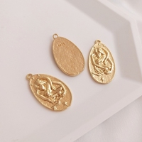 14K or rempli LAITON Vintage portrait pièce d'or Reine Maria portrait charme clavicule collier pendentif