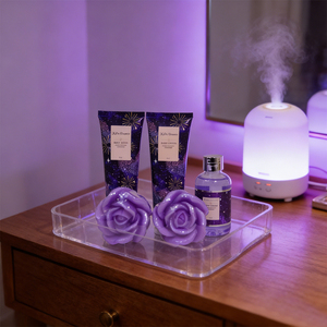 Ensemble cadeau de bain et de soin corporel 4 pièces, <span class=keywords><strong>nuit</strong></span> étoilée violette |   Approvisionnement en gros d'usine |   Gel douche personnalisé, lotion, bain moussant et bombes de bain à la rose - Product Image 3