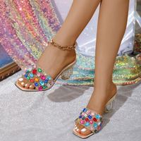 Escarpins sexy à bride arrière pour femmes 2025, talons hauts avec nœud en strass, boucle antidérapante, sandales tendance pour les soirées