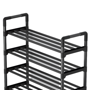 Nassan Modern Black Iron Panel Multi-Layer Adjustable Height <b>Folding</b> <b>Shoe</b> <b>Rack</b> 11 Pair Capacity Standing Living Room Furniture - Product Image 4