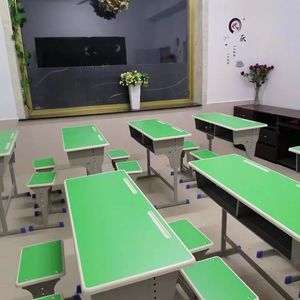 Height Adjustable Study Desk <b>And</b> Chair <b>Set</b> For Primary Secondary Students School Training Class Children Classroom Use - Product Image 2